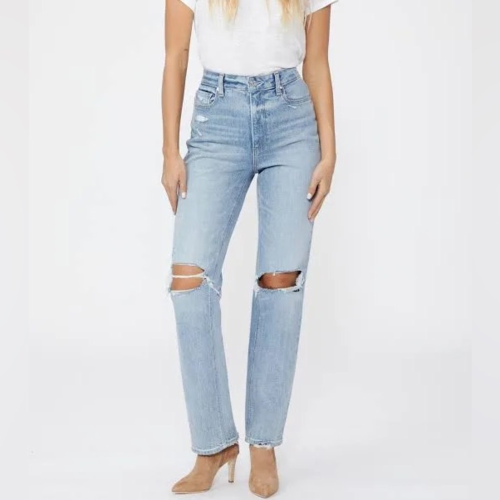 Paige distressed high rise jeans